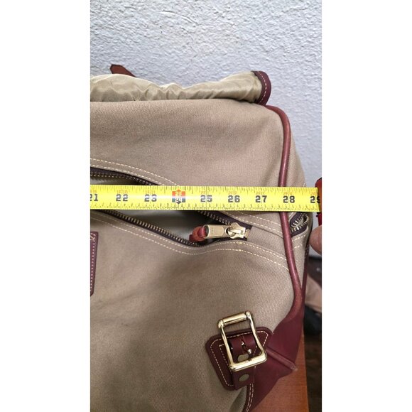 J.W. Hulme Co. Canvas & Leather Duffel Bag Brass Hardware Personalized Monogram - Picture 12 of 13